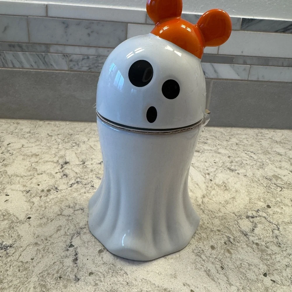 Disney Parks Halloween Ghost with‎ Mickey  Ears Candle ceramic  Pumpkin Spice